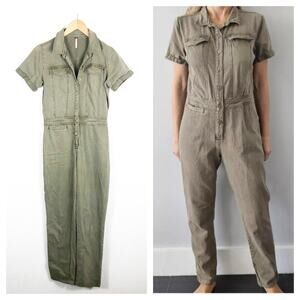 Young Fabulous and Broke Jumpsuit Womens XS Olive Button Up Ankle Khari Utility